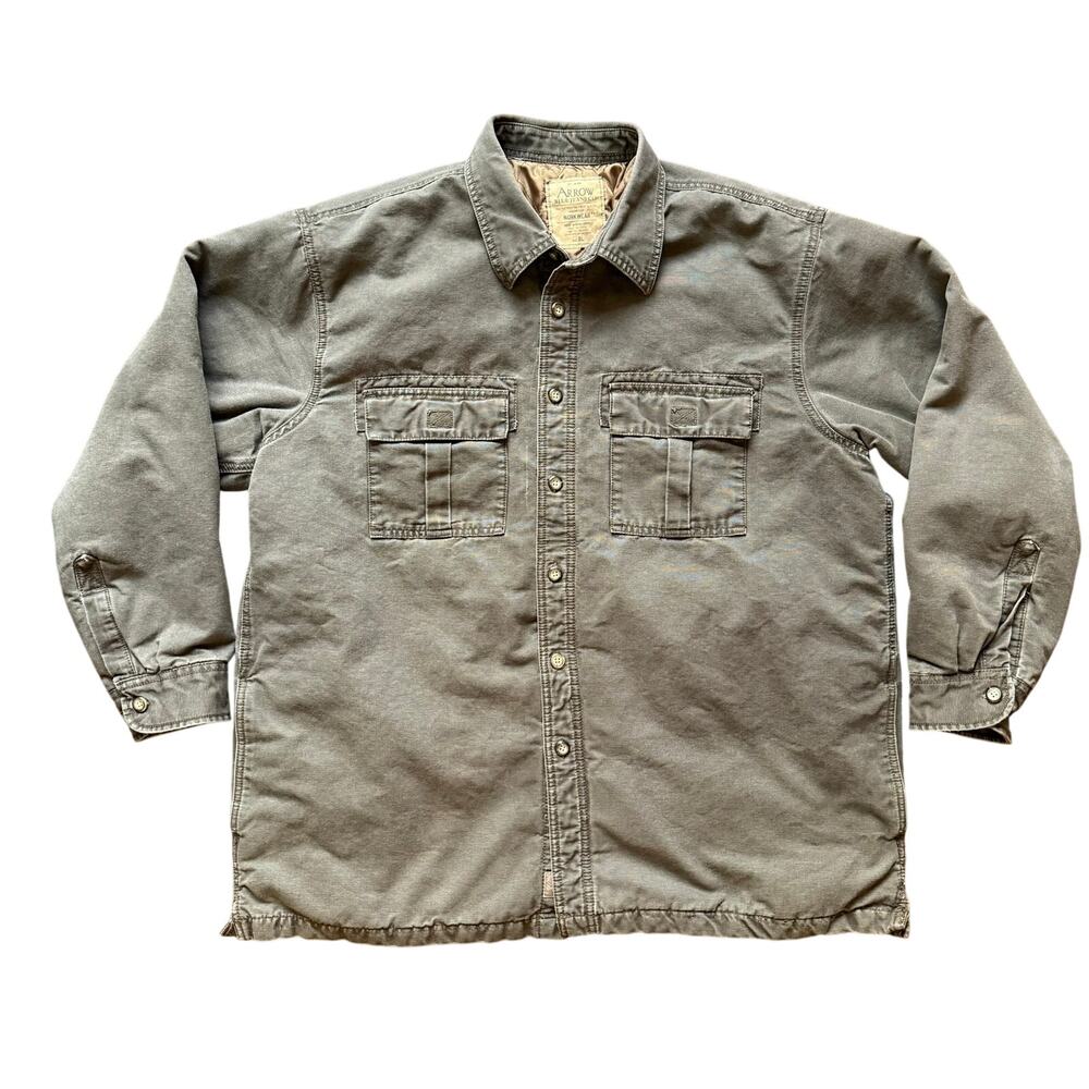 Arrow Workwear Chore Jacket Brown Cotton Barn Coat Quilted Casual Utility XL